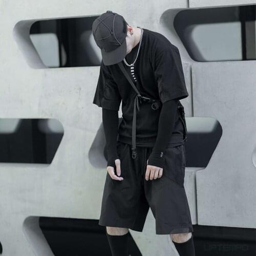 WSNHLAB 21SS Functional t-shirt short sleeve combined materials techwear streetwear ninjawear warcore
