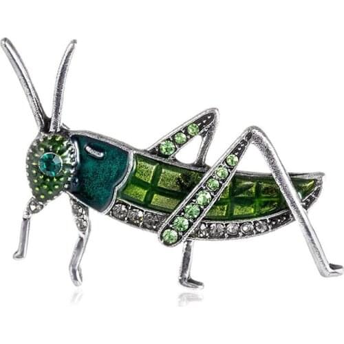 HOSENG 2 Colors Available Green and Blue Locust Pin Crystal Rhinestone Insect Brooch New Look HS_6454