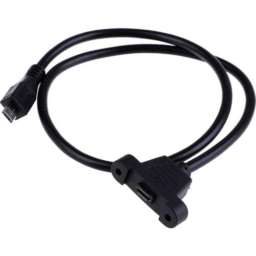 Hot Sale Micro USB USB 2.0 Male Connector to Micro USB 2.0 Female Extension Cable 30cm 50cm With screws Panel Mount Hole