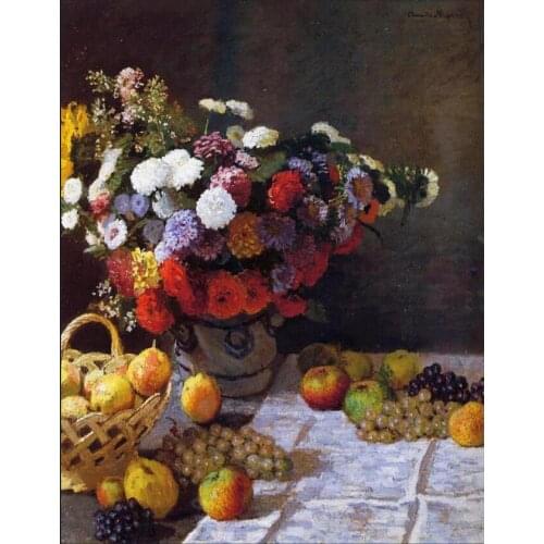 High quality Oil painting Canvas Reproductions Flowers and Fruit (1869) by Claude Monet hand painted