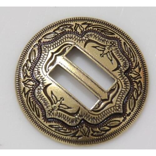 KBS01) 10pc 1-1/4" Slotted Concho 2-Tone Leathercraft Saddle Tack Belt Antique-Brass