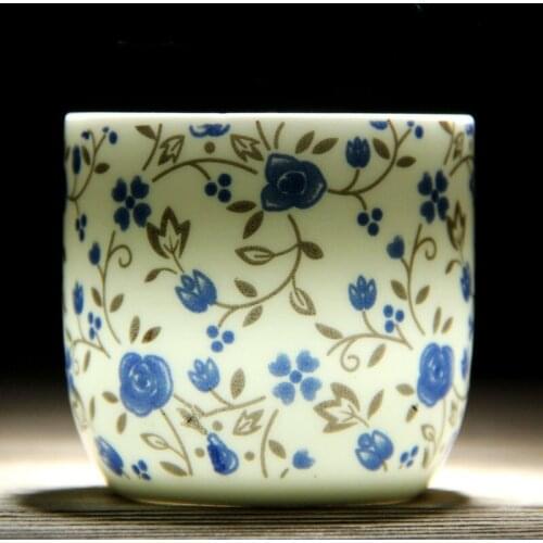 Jingdezhen Ceramic Teacup Creative Blue and White Porcelain Wine Cup Chinese Kung Fu Water Milk Mug Office Household Drinkware