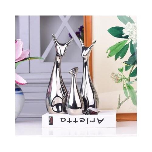 Ceramic animal gold and silver deer crafts furnishings, home office desk decorations, beautiful family, birthday presents