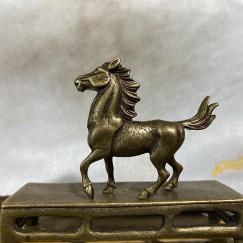 CHINA antique Pure copper fengshui lovely 12 zodiac, Horse small Statue Metal crafts family decorations pendant