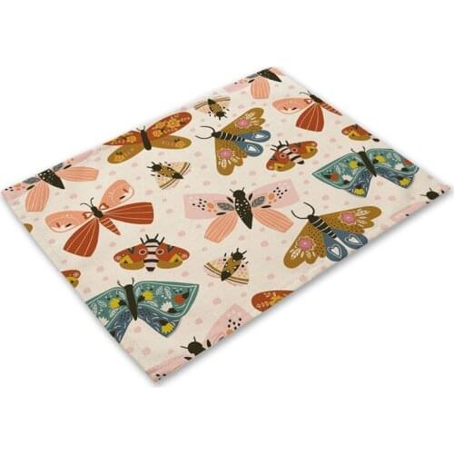 Fashion Flower Butterfly Pattern Table Mat Kitchen Decoration Table Napkin For Wedding Table Mat Placemat Dining Accessories