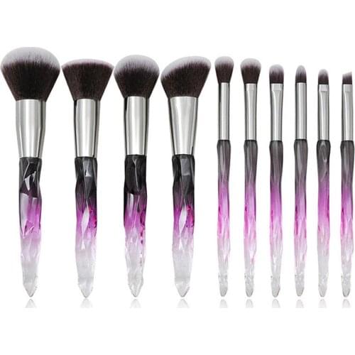 Makeup Brushes Set 10pcs Many Colors Professional Foundation Powder Make Up Brush Transparent Handle