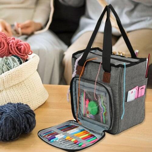 Knitting Needles Sewing Set DIY Storage Bag Crochet Hooks Thread Yarn Storage Bag DIY Organizer Holder Wool Crochet Hooks