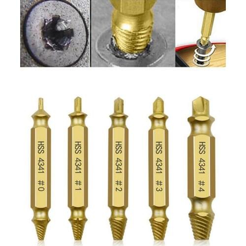 5pcs Damaged Screw Extractor Tool Drill Bit Set Stripped Broken Screw Bolt Remover Extractor Easily Take Out Demolition Tools