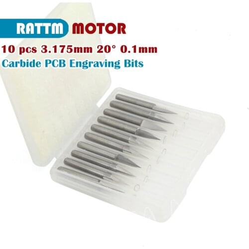 10pcs CNC Engraving Machine Bits 3.175mm for Wood PCB Engraver Tips Milling Cutter DIY Hobby Knife for CNC 3018 2418 1610 Pro