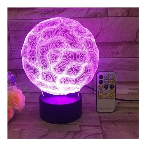 Abstract Brain Nightlight 3D USB Touch Switch & Remote Control Acrylic engrave 7 Color Gradient Atmosphere Table Lamp Drop Ship