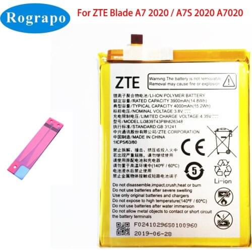 Original 4000mAh Li3839T43P8h826348 Replacement Mobile Phone Battery For ZTE Blade A7S A7 2020 Accumulator