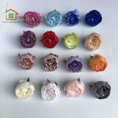 DIY Artificial Flower Silk Peony Flower Head Wedding Party Flower Wall Home Decoration Diameter 8CM