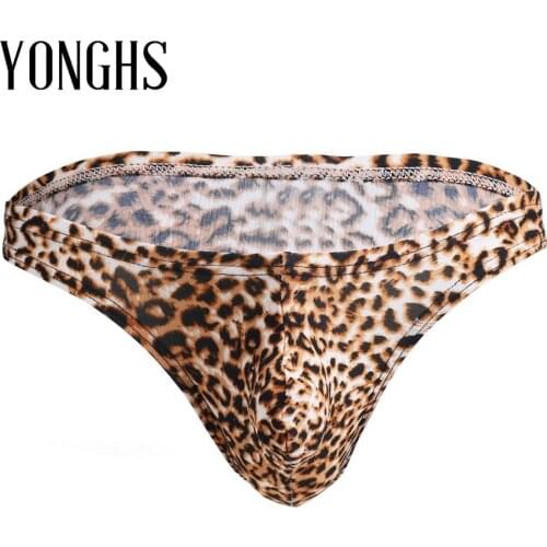 Sexy Mens Erotic Lingerie Underwear for Sex Leopard Printed Bikini Briefs Panties Gay Homme Underwear Exotic Male Underpants