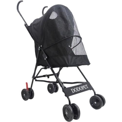 Foldable Pet Stroller Portable Dog Cat Trolley with Large Mesh Window Breathable Carrier Aluminum Frame 10kg Bearing
