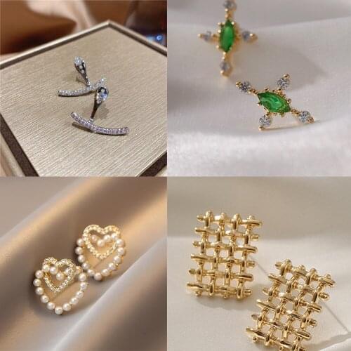 Cross Heart Stud Earrings for Women Simple Earrings Ladies Fashion Jewelry Girls Silver Color Elegant Vintage Metal Oorbellen