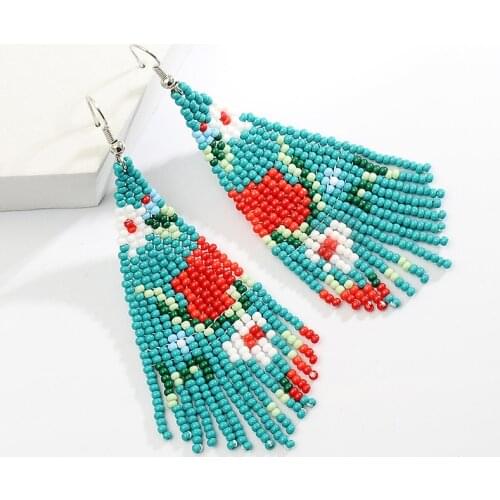 New Bohemian Tassel Earrings For Women Handmade Flower Shape Beads Earrings Fashion Jewelry Long Big Statement Earrings