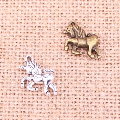 14pcs Tibetan Silver Plated horse unicorn Charms Pendants for Jewelry Making DIY Handmade Craft 19*16mm
