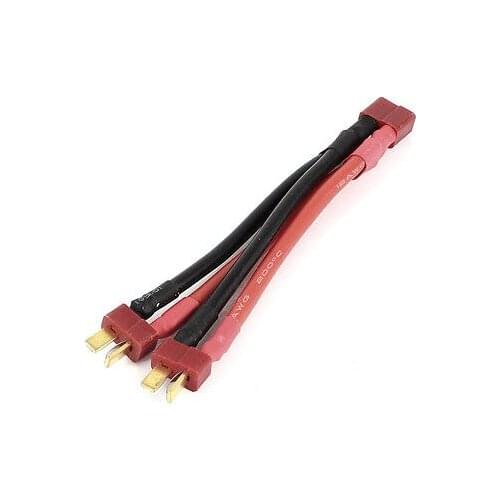 2pcs RC Model Toy Battery T-Plug Series 2-Male to 1-Female Connector Wire 13cm 12AWG