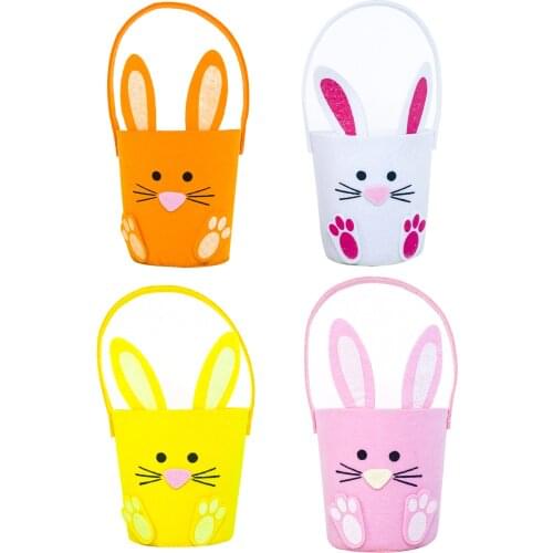 2021 Happy Easter Egg Basket Non-woven Fabric Bunny Candy Storage Bucket Gift Bag For Kids Easter Party Decoration For Home