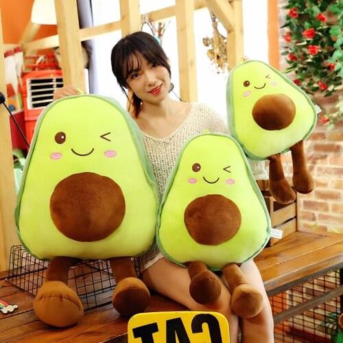 25-80cm Simulation Avocado Pillow Soft Stuffed Cute Plush Toys Fruit Cartoon Sofa Cushion Kids Girls Christmas Birthday Gifts