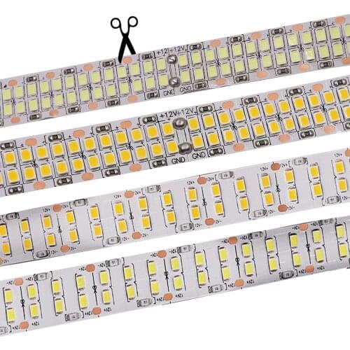 5M Double Row 2835 LED Strip 240/480Leds/m Flexible LED Ribbon Tape DC 12V 24V Waterproof LED Rope Light White/Warm White Lamp