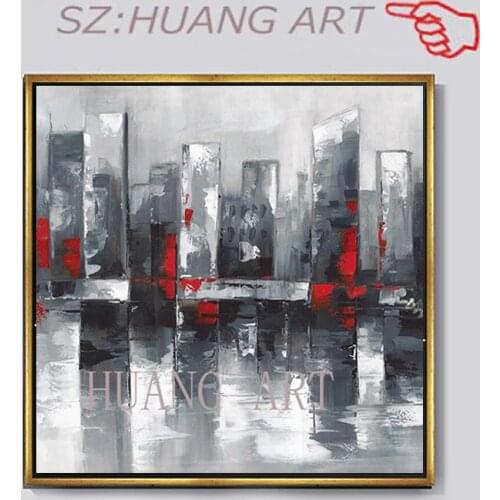 Abstract Acrylic Large City Building Oil Painting On Canvas 100% Hand Painted Modern Wall Art Painting For Home Decoratio
