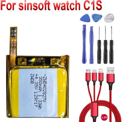 ZWD402827 350mAh battery for sinsoft watch C1S +USB cable+toolkit