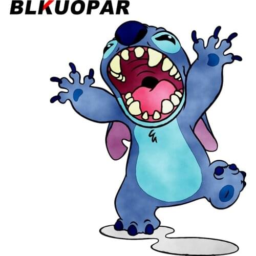BLKUOPAR 13cm x 10.8cm for Stitch Decals Vinyl Material Car Stickers Bumper Waterproof Refrigerator Sunscreen Funny Decoration