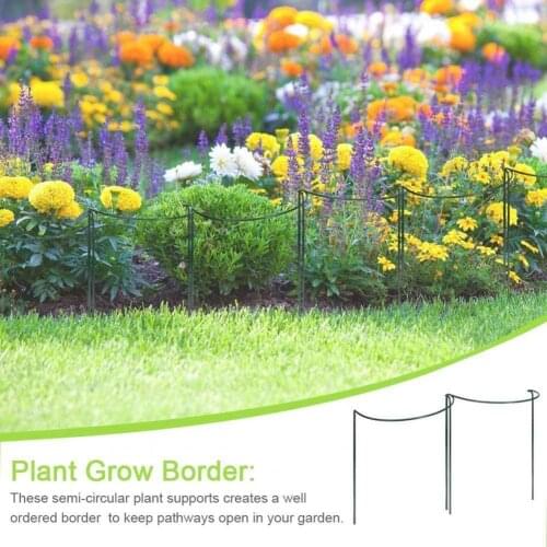 Long Lasting 8Pcs Smooth Metal Holding Plant Support Stake Iron Flower Support Half Round for Garden