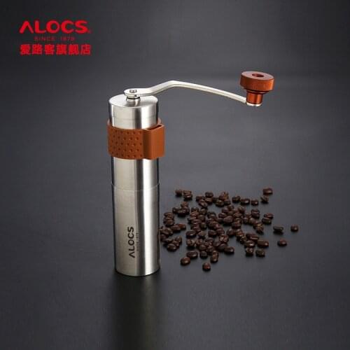 Travel Manual Coffee Grinder Alocs CW-K17 Portable Hand Crank Coffee Mill Grinder Cup