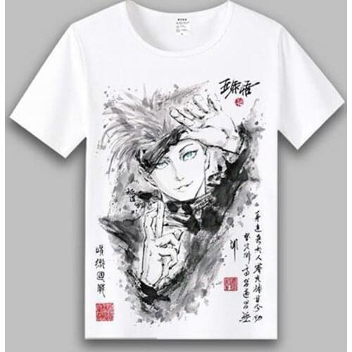 Anime Jujutsu Kaisen Cosplay Costumes T-shirts Gojo Satoru Cosplay Itadori Yuji Tshirts Slim White Print T Shirt For Men CS541