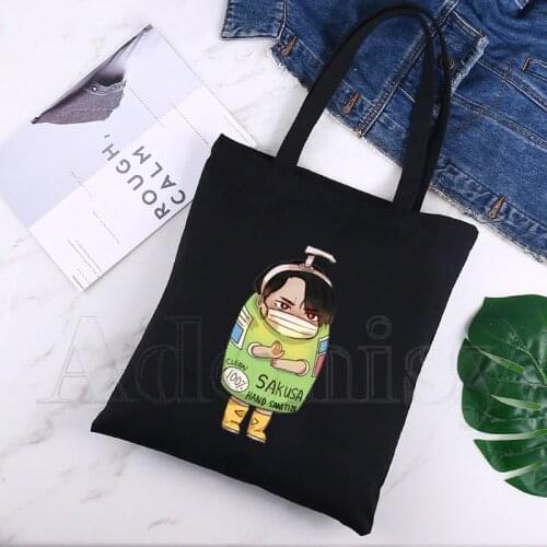 Kiyoomi Sakusa SKS Haikyuu Canvas Black Shopping Tote Bag Reusable Shoulder Cloth Book Bag Gift Handbag