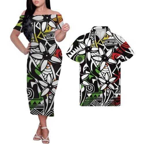 HYCOOL Wholesale Women Plus Size Island Clothing Sexy Elegant Off Shoulder Party Dresses For Women Long Dress Match Mens Shirts