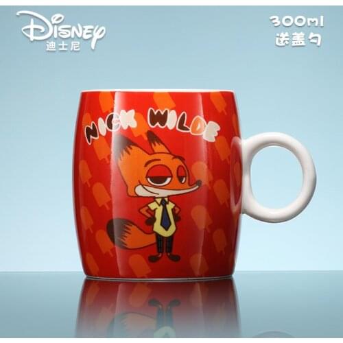 Disney Ceramic cup Cute kids cup Spoon cartoon mug Zootopia Large capacity coffee mug Heat-resistant milk mug
