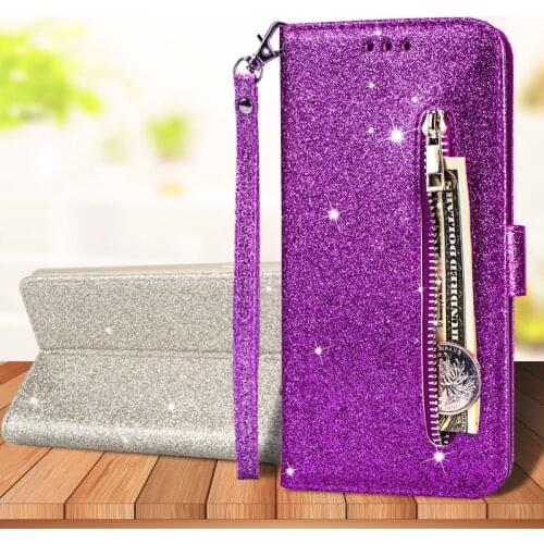 For Huawei Y7(2019)/Y7 Prime(2019)/Enjoy 9/Y7 Pro 6.26inch Luxury Glitter Zipper Wallet Phone Leather Case Card Slot Stand Cover