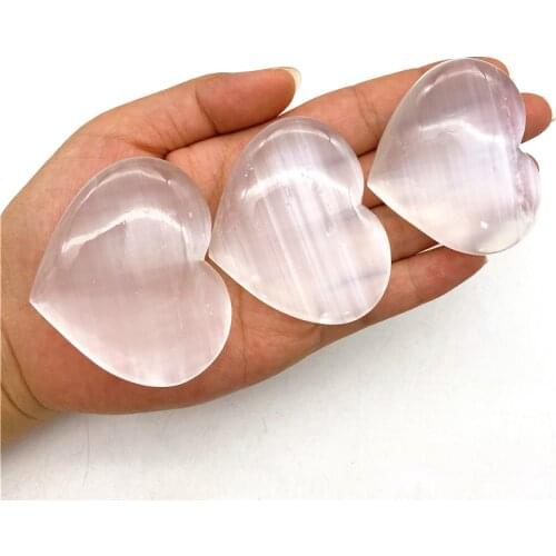 Beautiful 1pc Natural White Gypsum Selenite Plaster Stone Crystals Love Heart Shaped Polished Stone GemStone Healing