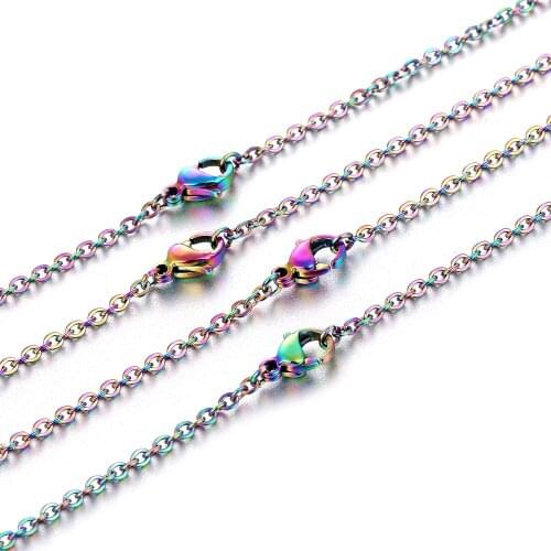 Colorful Necklace for Women Stainless Steel Wholesale Bulk Chian Necklace Fashion Simple Long Chain Necklace Jewelry on The Neck