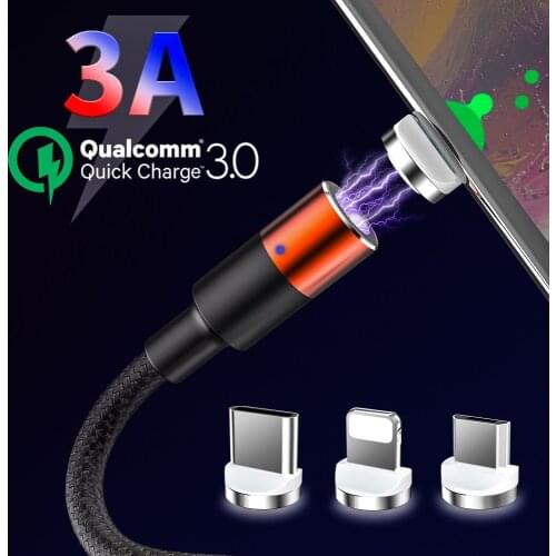 Magnetic Cable Micro USB Type C For iPhone X 7 6s Lighting Cable 1.2M usbc 3A Fast Charging wire Magnet Charger Cable Phone Cord