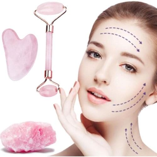 2 Pcs / Set Massage Roller Gua Sha Scraper Double Heads Resin Powder Crystal Skin Face Lifting Slimming Beauty Massager