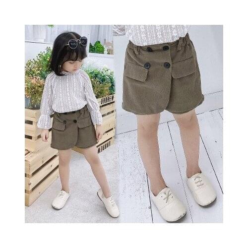 2020 Spring New Korean Girls Shorts Baby Corduroy Shorts Children Girls Trendy Wild Short Pants Fake Two Shorts Wholesale 2-7Y