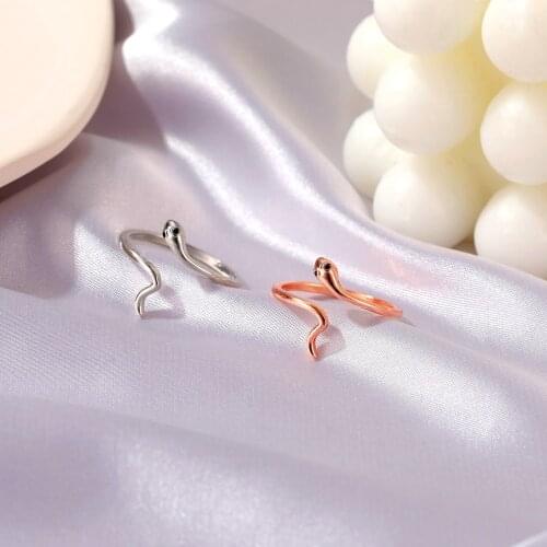 New Snake Ring Simple Resizable Rings For Women Jewelry Rose Gold Silver Color Snake Ring Jewellery Anel Anillos Aneis N198