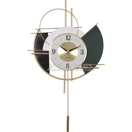 New Chinese Style Hanging Watch Wall Clock Swing Clock Iron Creative Metal Clock Wall Art Decor (Without Battery)