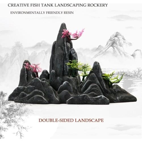New Creative Aquarium Landscaping Double-sided Rockery Aquarium Decoration Imitation Stone Mountain Shape Ornaments