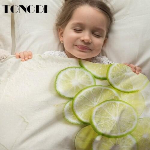 TONGDI Bedding 3D Lovely Cute Cake Fruit Corn Tortilla Blanket Pita Lavash Food Flannel Blanket For Throw Funny Plush Bedspread