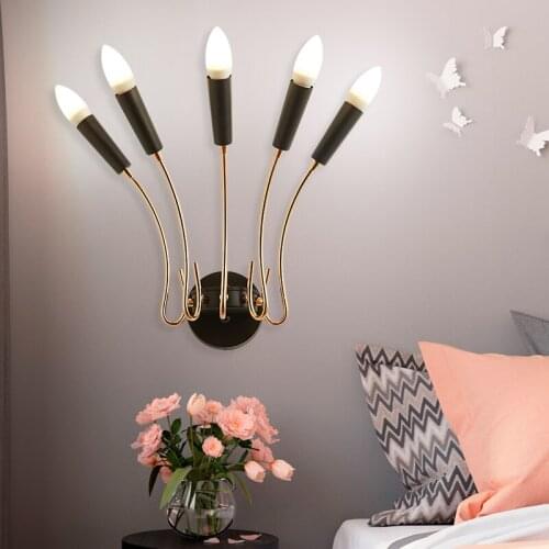 Simple bedroom wall lamp bedside aisle lights white black hotel living room after modern corridor wall light wall sconce ZA8118