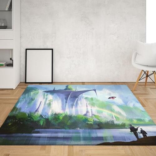 Rainbow Rugs Machine Base Decorate Living Room Bedroom Bathroom Area Anti Slip Printed Large Technology Mat World Carpet