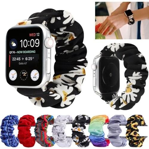 Elastic Watch Strap For Apple Watch Band 38/40 42/44mm Fashion Floral Loop Watch Strap For SE/6/5/4/3/2/1 iWatch Bracelet Strap