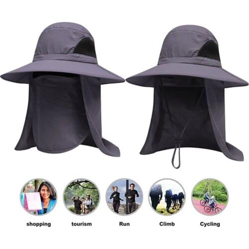 Outdoor Fishing Hat Windproof Breathable Mesh Cycling Hiking Camping Fisherman Hat Big Eaves UV Protection Sunshade Hat h