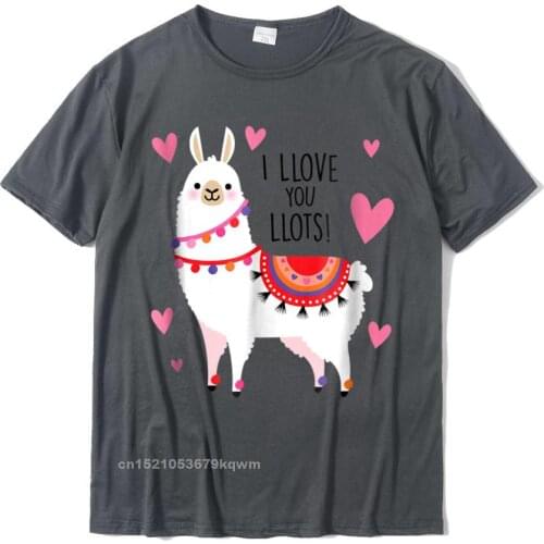 Cute Llama Shirt With Funny Quot I Love You Llots Quot Text Tshirts Tops Tees Popular Cotton Design Fitness Tight Men