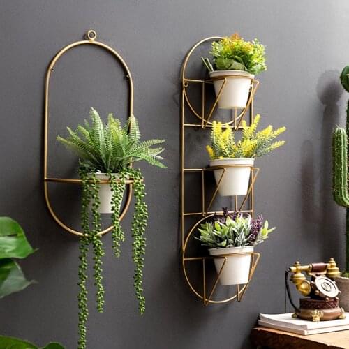 Nordic potted wall hanging green plant flower decoration creative iron
